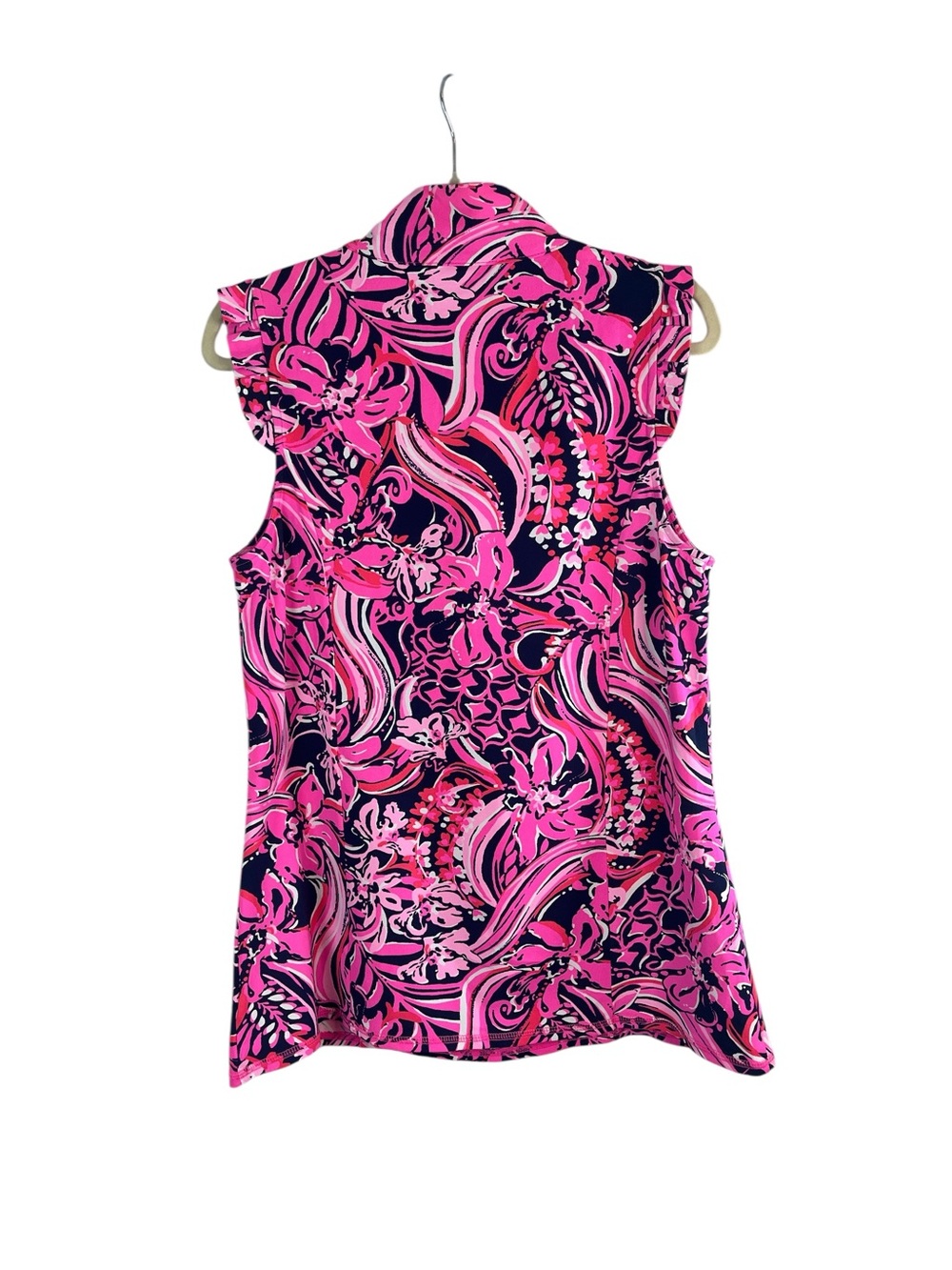 Lilly Pulitzer Larissa Ruffle Golf Tennis Athletic Top XL NWT UPF Pink Floral - Picture 9 of 9